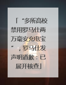 “多所高校禁用罗马仕两万毫安充电宝”，罗马仕发声明道歉：已展开核查