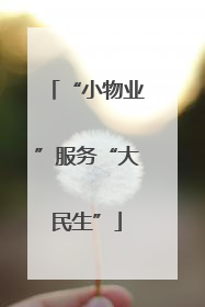 “小物业”服务“大民生”