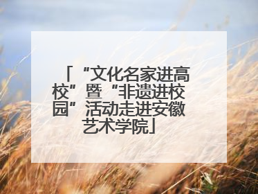 “文化名家进高校”暨“非遗进校园”活动走进安徽艺术学院