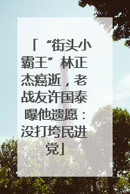 “街头小霸王”林正杰癌逝，老战友许国泰曝他遗愿：没打垮民进党