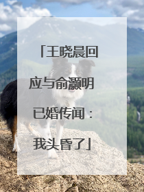 王晓晨回应与俞灏明已婚传闻：我头昏了