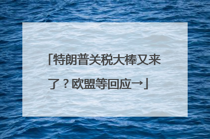 特朗普关税大棒又来了？欧盟等回应→