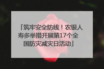 筑牢安全防线！农银人寿多举措开展第17个全国防灾减灾日活动