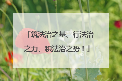 筑法治之基、行法治之力、积法治之势！