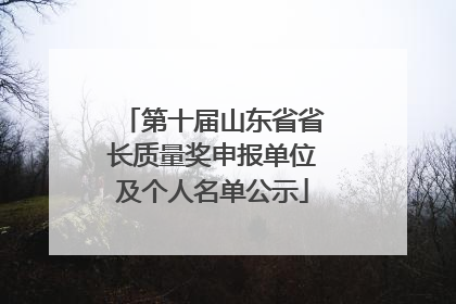 第十届山东省省长质量奖申报单位及个人名单公示