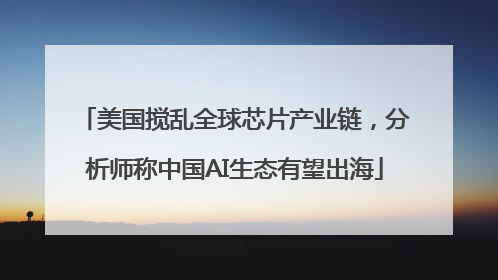美国搅乱全球芯片产业链，分析师称中国AI生态有望出海