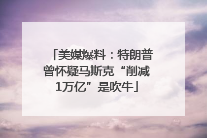 美媒爆料：特朗普曾怀疑马斯克“削减1万亿”是吹牛