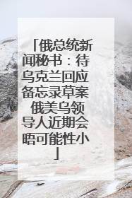 俄总统新闻秘书：待乌克兰回应备忘录草案 俄美乌领导人近期会晤可能性小