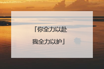 你全力以赴 我全力以护