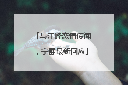 与汪峰恋情传闻，宁静最新回应