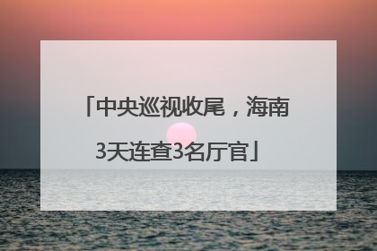 中央巡视收尾，海南3天连查3名厅官