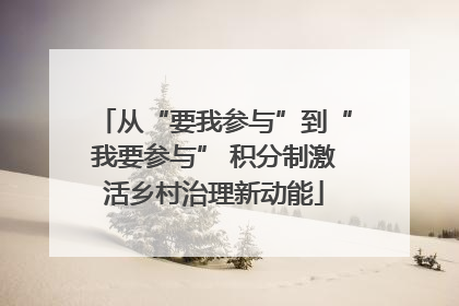 从“要我参与”到“我要参与” 积分制激活乡村治理新动能