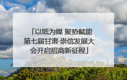 以纸为媒 聚势赋能 第七届甘肃·崇信发展大会开启招商新征程