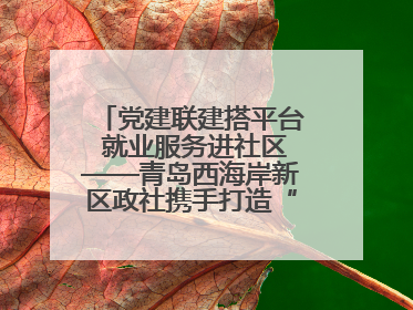 党建联建搭平台 就业服务进社区——青岛西海岸新区政社携手打造“零工之家”就业服务新阵地