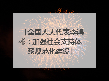 全国人大代表李鸿彬：加强社会支持体系规范化建设