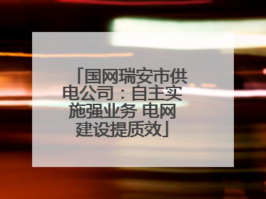 国网瑞安市供电公司：自主实施强业务 电网建设提质效
