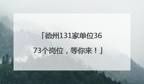 德州131家单位3673个岗位，等你来！