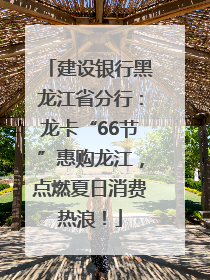 建设银行黑龙江省分行：龙卡“66节”惠购龙江，点燃夏日消费热浪！