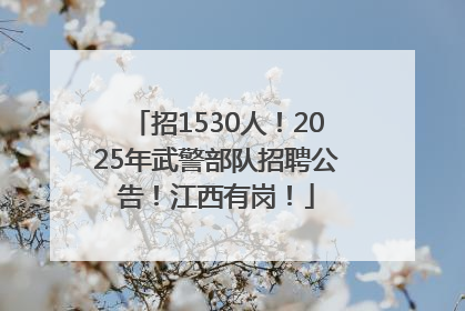 招1530人！2025年武警部队招聘公告！江西有岗！