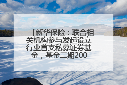 新华保险：联合相关机构参与发起设立行业首支私募证券基金，基金二期200亿元已募集完毕