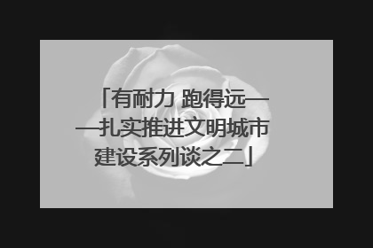 有耐力 跑得远——扎实推进文明城市建设系列谈之二