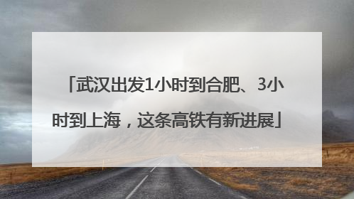 武汉出发1小时到合肥、3小时到上海，这条高铁有新进展