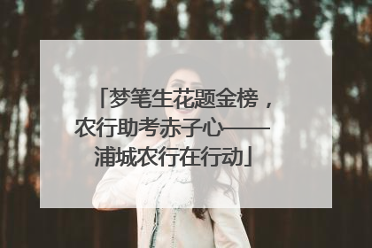 梦笔生花题金榜，农行助考赤子心——浦城农行在行动