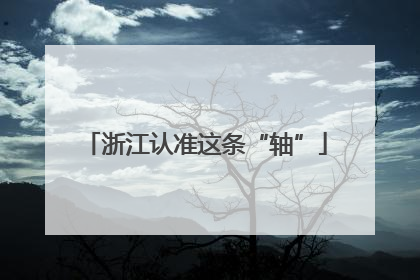 浙江认准这条“轴”