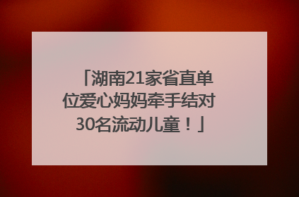 湖南21家省直单位爱心妈妈牵手结对30名流动儿童！