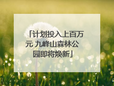 计划投入上百万元 九峰山森林公园即将焕新