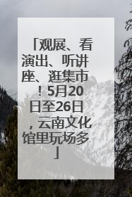 观展、看演出、听讲座、逛集市！5月20日至26日，云南文化馆里玩场多