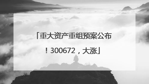 重大资产重组预案公布！300672，大涨