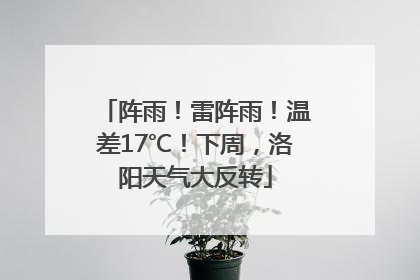 阵雨！雷阵雨！温差17℃！下周，洛阳天气大反转