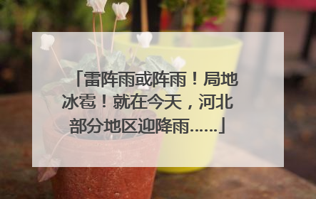 雷阵雨或阵雨！局地冰雹！就在今天，河北部分地区迎降雨……