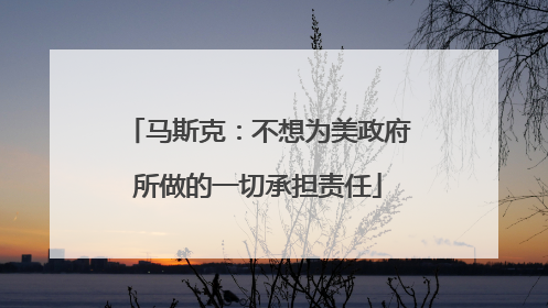马斯克：不想为美政府所做的一切承担责任