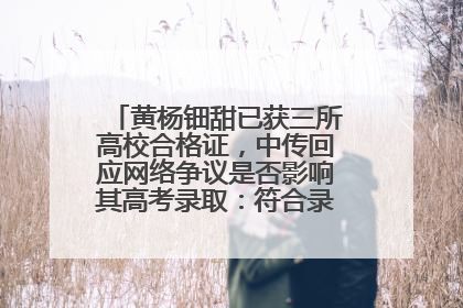 黄杨钿甜已获三所高校合格证，中传回应网络争议是否影响其高考录取：符合录取条件就能录取