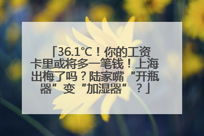 36.1℃！你的工资卡里或将多一笔钱！上海出梅了吗？陆家嘴“开瓶器”变“加湿器”？